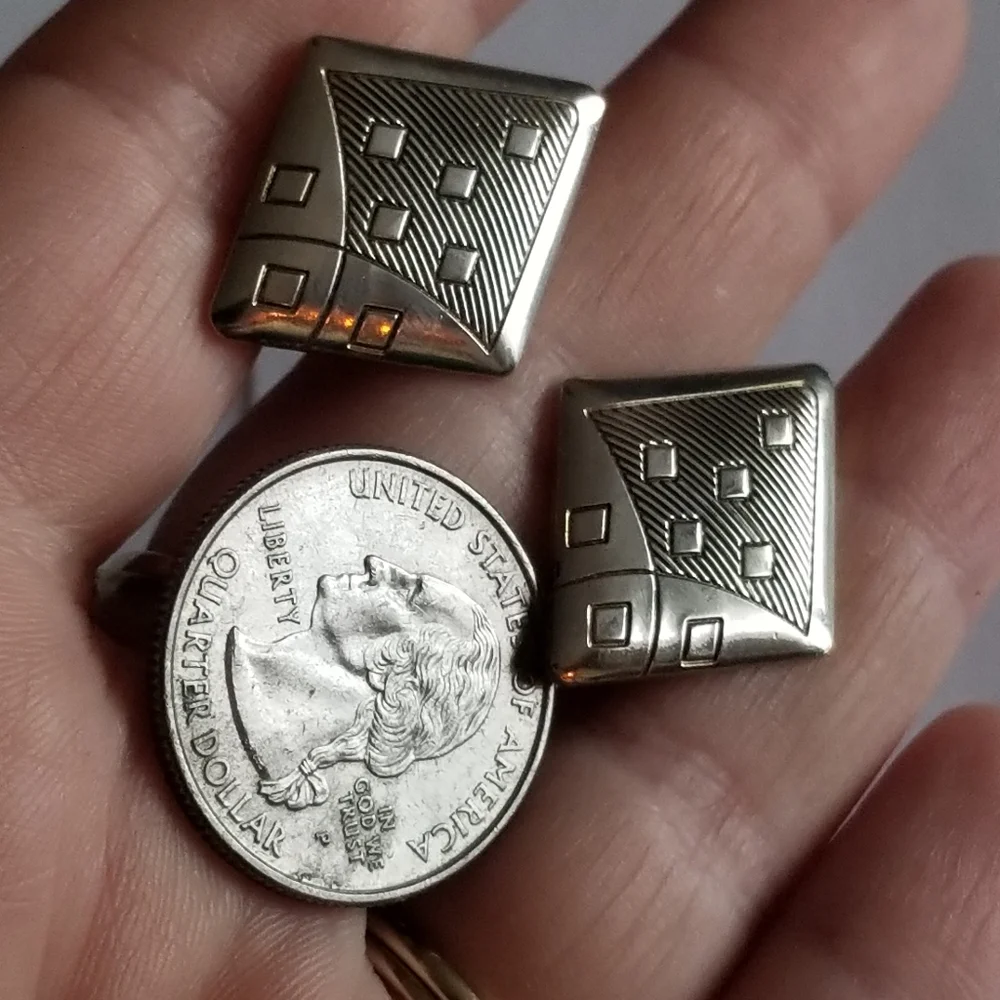 Vintage Diamond shaped cufflinks gold tone cuff links texture